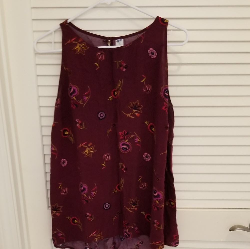 Floral Print High Low Sleeveless Top